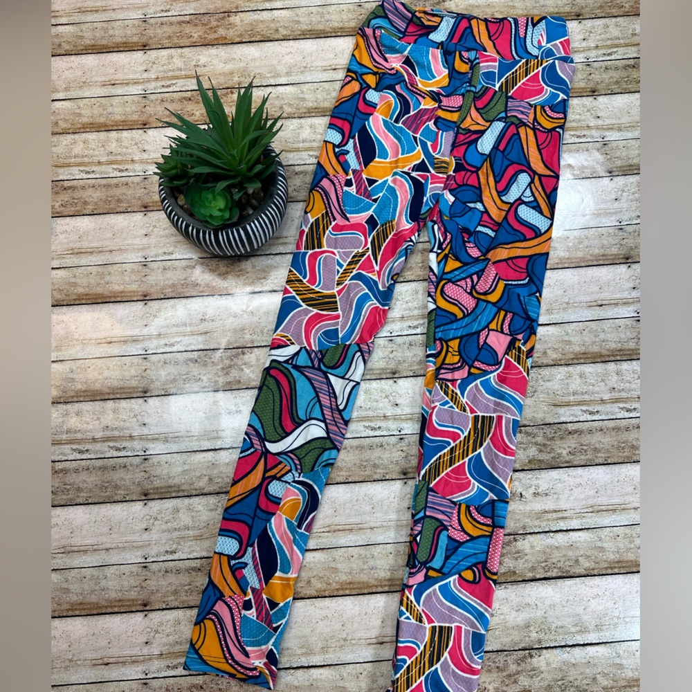 Groovy Fun Kids Leggings (L/XL LuLaRoe LLR 8-14) pink blue orange green yellow